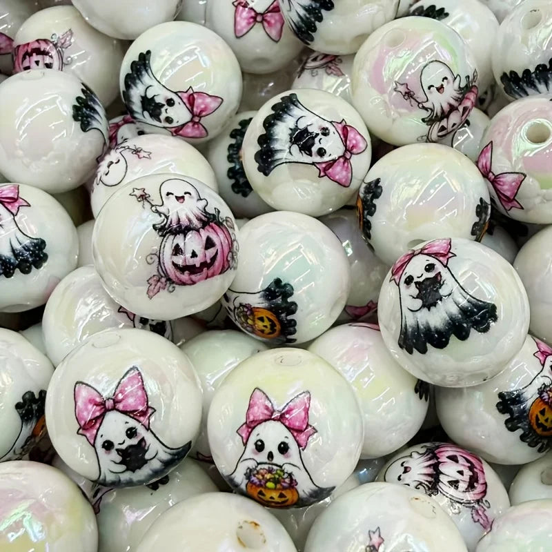 40pcs Iridescent Ghost Acrylic Beads 16mm Halloween DIY Craft Craft Beads Richie's