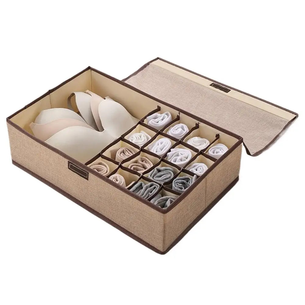 Foldable Underwear & Socks Drawer Organizer Storage Box Drawer Storage Organizer Richie's Khaki 1