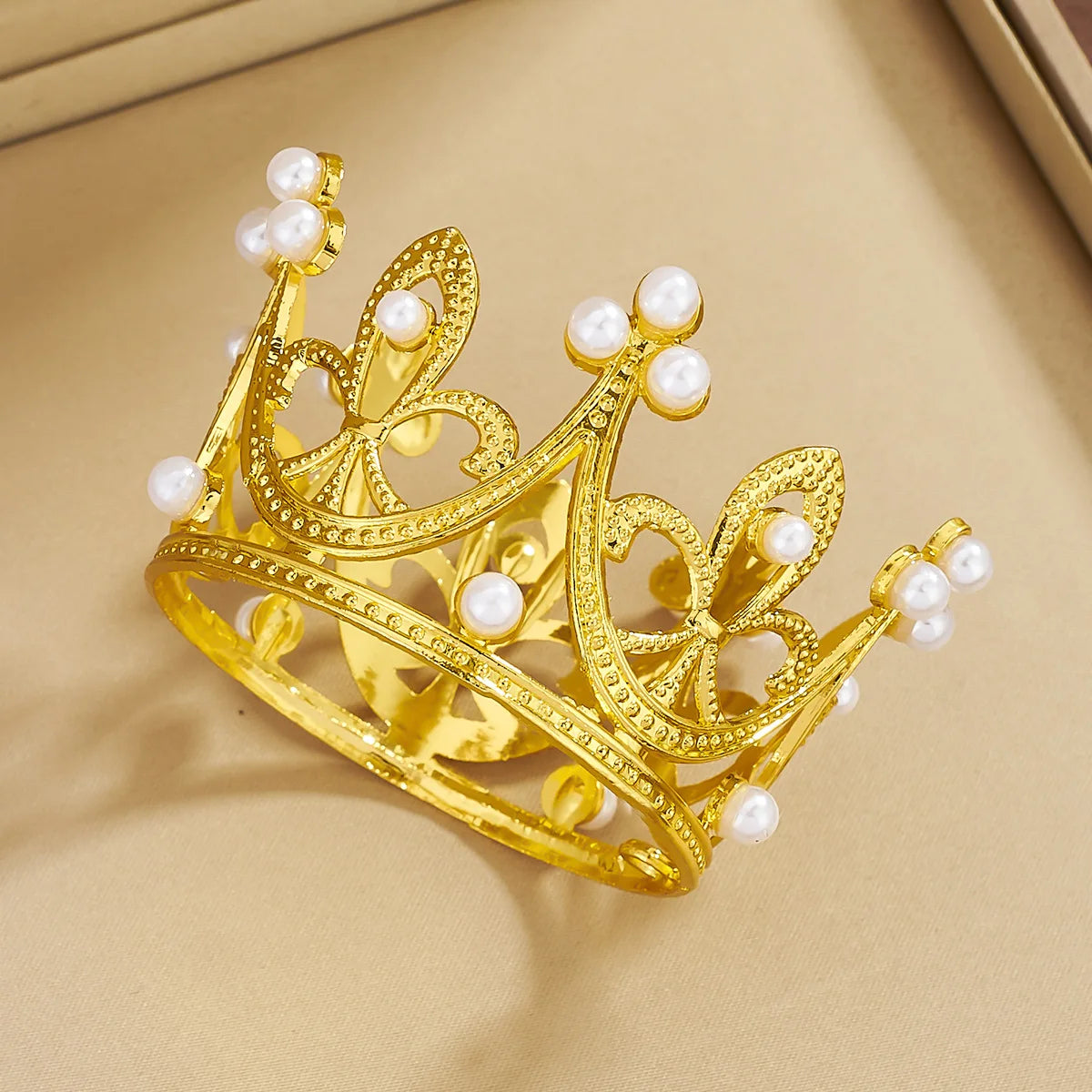 Mini Pearl Crown Cake Topper – Gold, Silver & Rose Gold Metal Cake Topper Richie's Gold