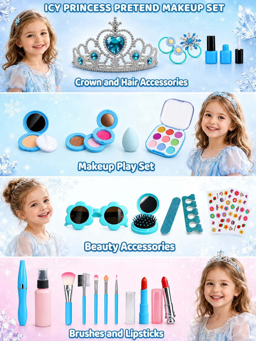 Girls Princess Pretend Makeup Play Set with Bag & Mirror Pretend Play Makeup Set Richie's