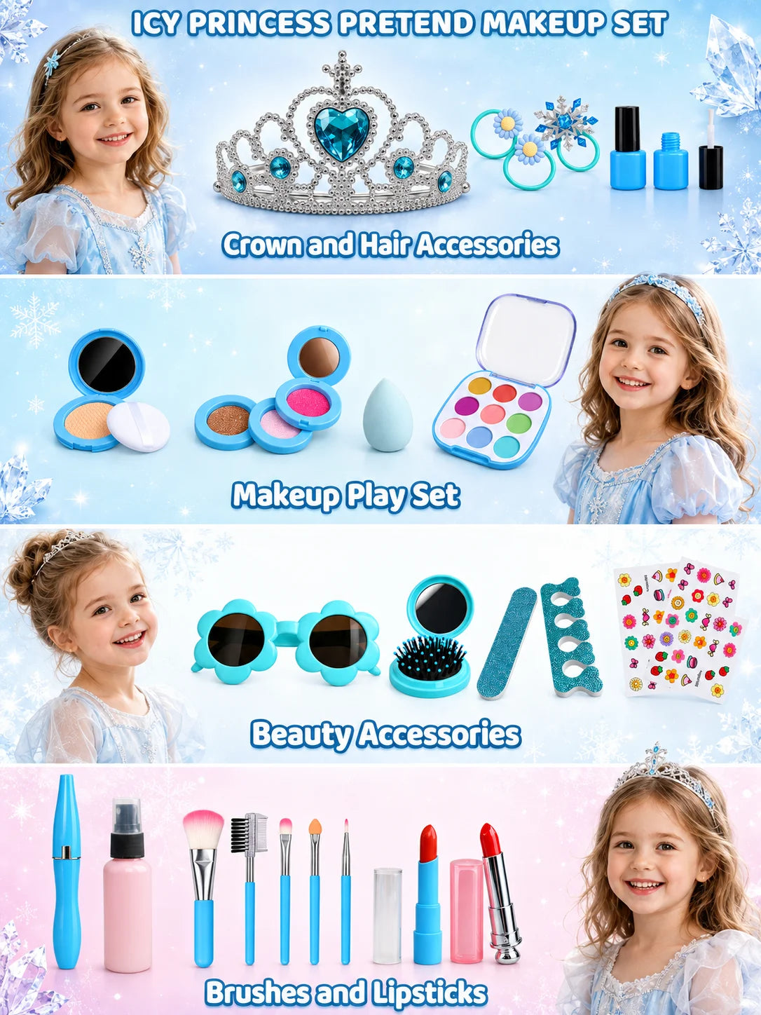 Girls Princess Pretend Makeup Play Set with Bag & Mirror Pretend Play Makeup Set Richie's