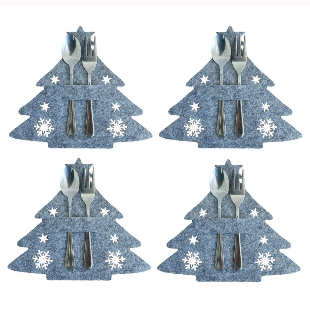 Christmas Cutlery Holder Bags | Festive Non-Woven Fabric 4 Pcs