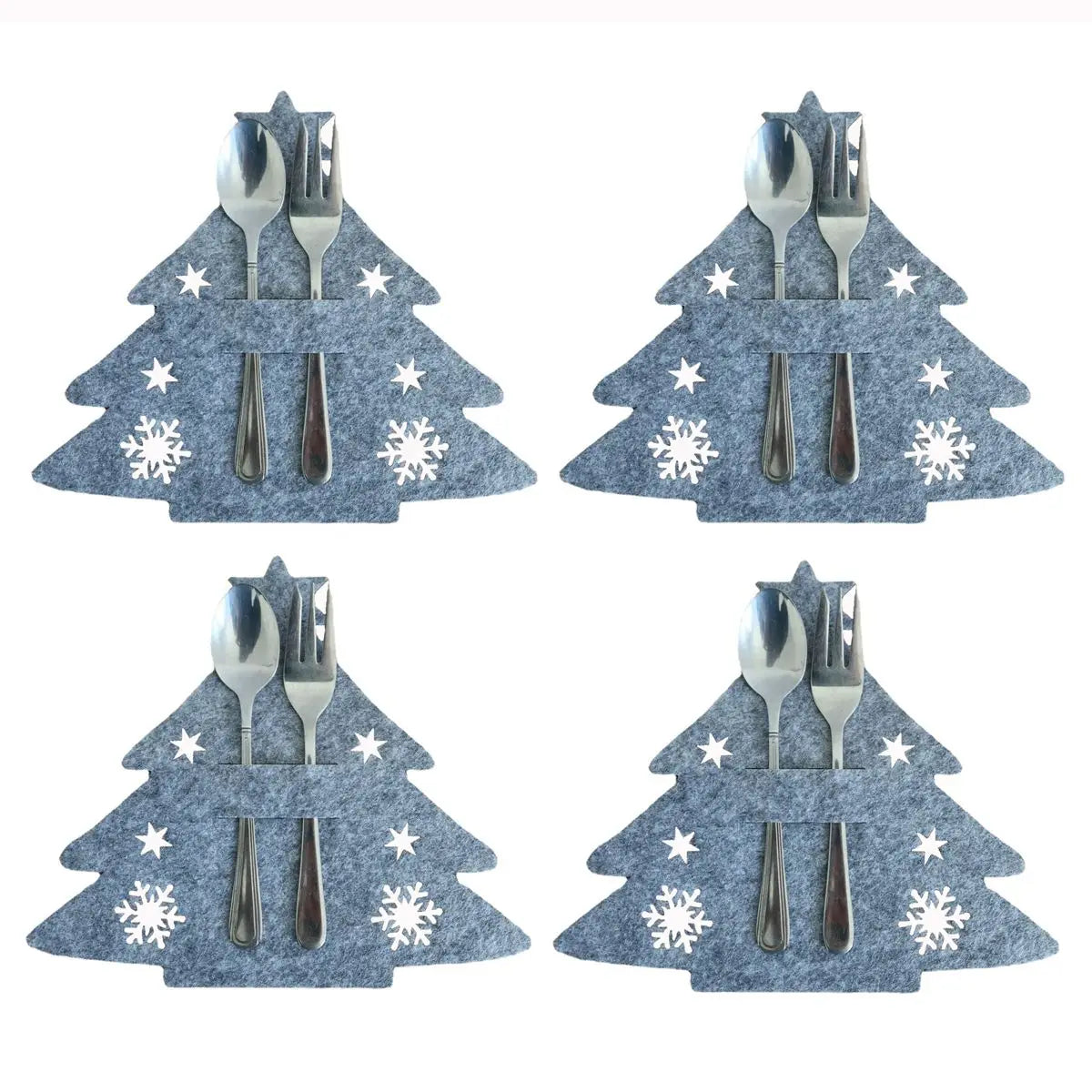 Christmas Cutlery Holder Bags | Festive Non-Woven Fabric 4 Pcs