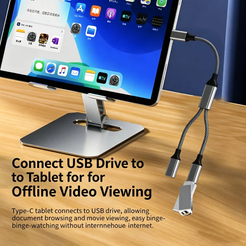 2-in-1 USB-C Splitter Cable Dual Port OTG Data Sync & Charging USB-C Splitter Cable Richie's