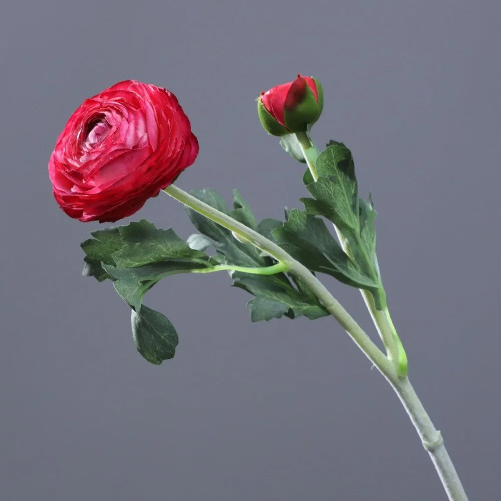 2-Head Artificial Silk Peony Flower Stem – Realistic Faux Bloom Artificial Silk Flower Richie's Rose Red
