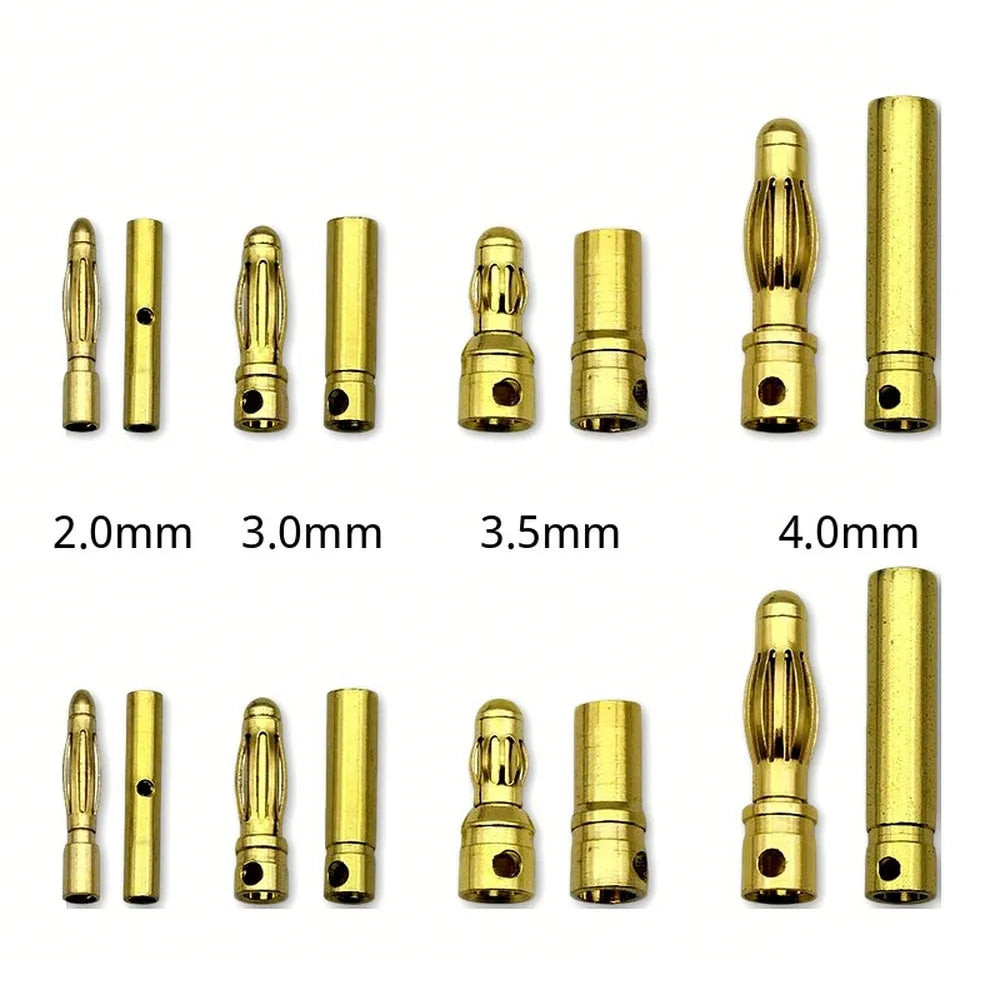 5-Pair Banana Bullet Connectors 2mm–4mm | RC Battery ESC Motor RC Bullet Connector Richie's
