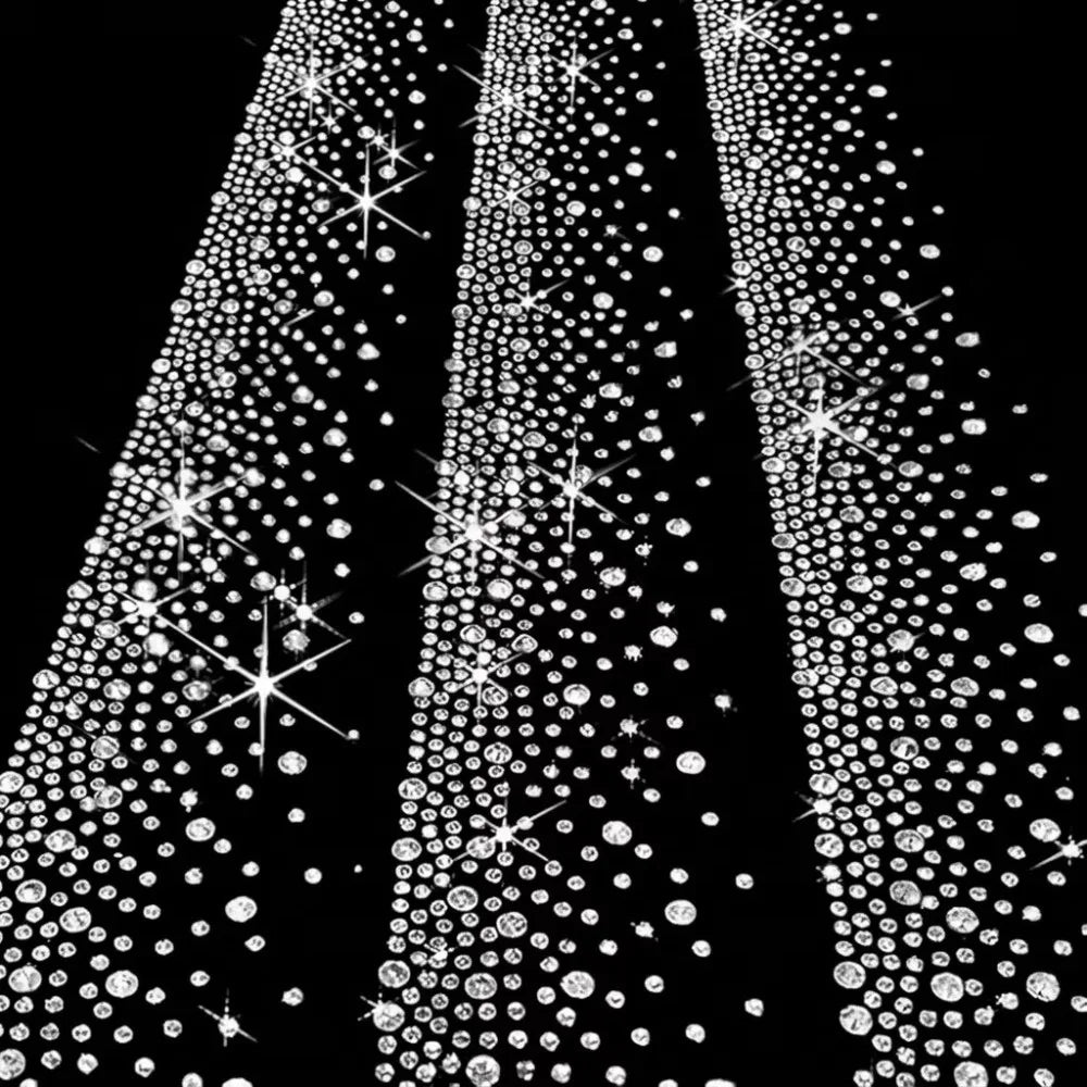 DIY Rhinestone Iron-On Heat Transfer Decal – Sparkle Stripe Iron-On Rhinestone Patch Richie's White