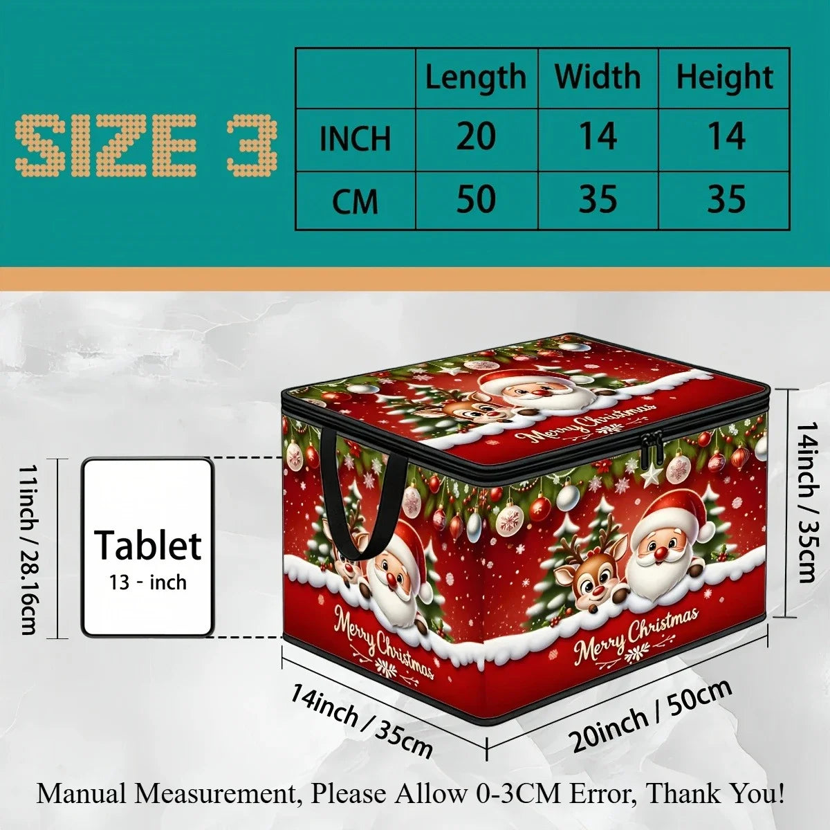 Large Foldable Christmas Storage Box with Lid | Santa Design Foldable Storage Box Richie's L 1 Piece