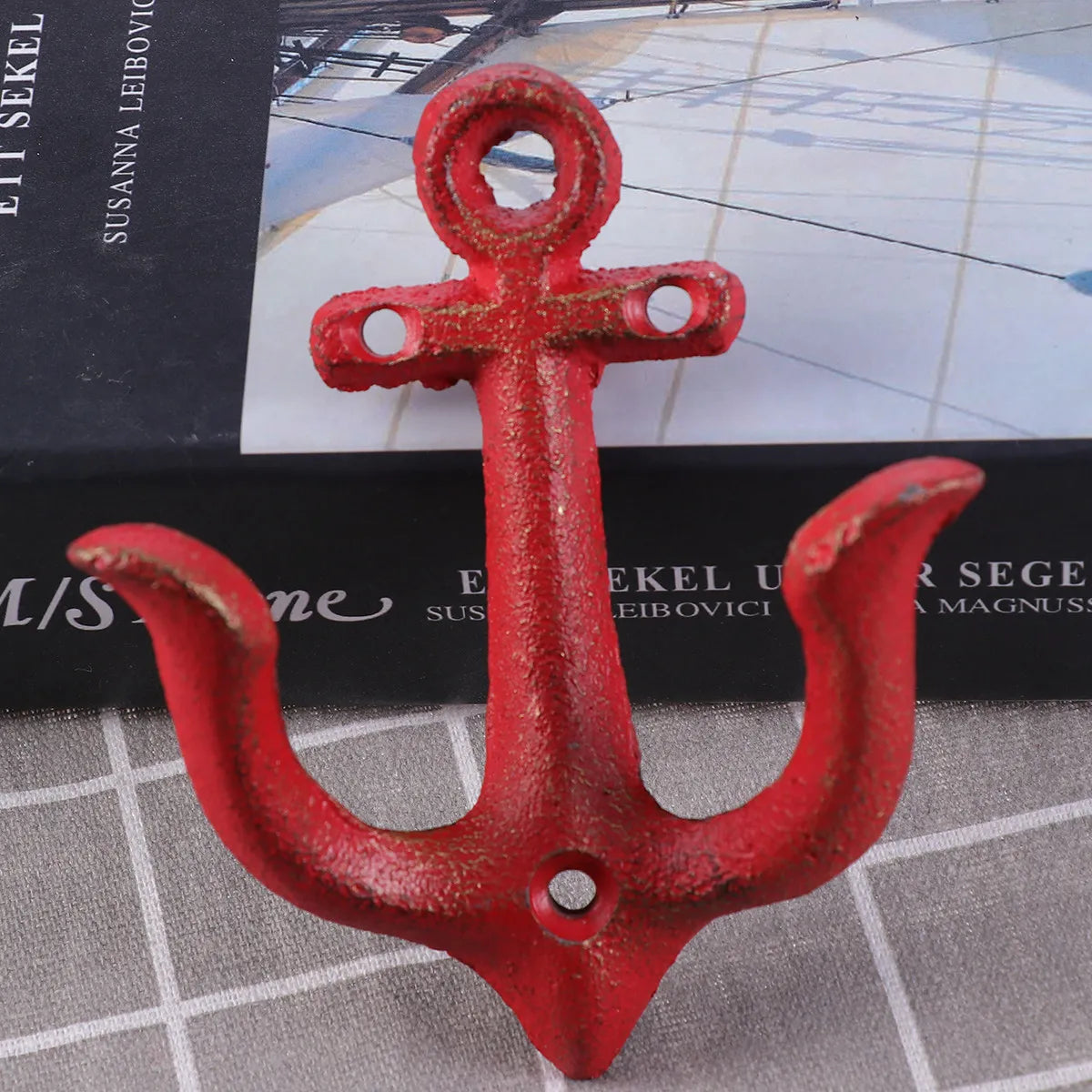 Vintage Red Iron Anchor Wall Pendant | Nautical Home Decor Wall Pendant Decor Richie's