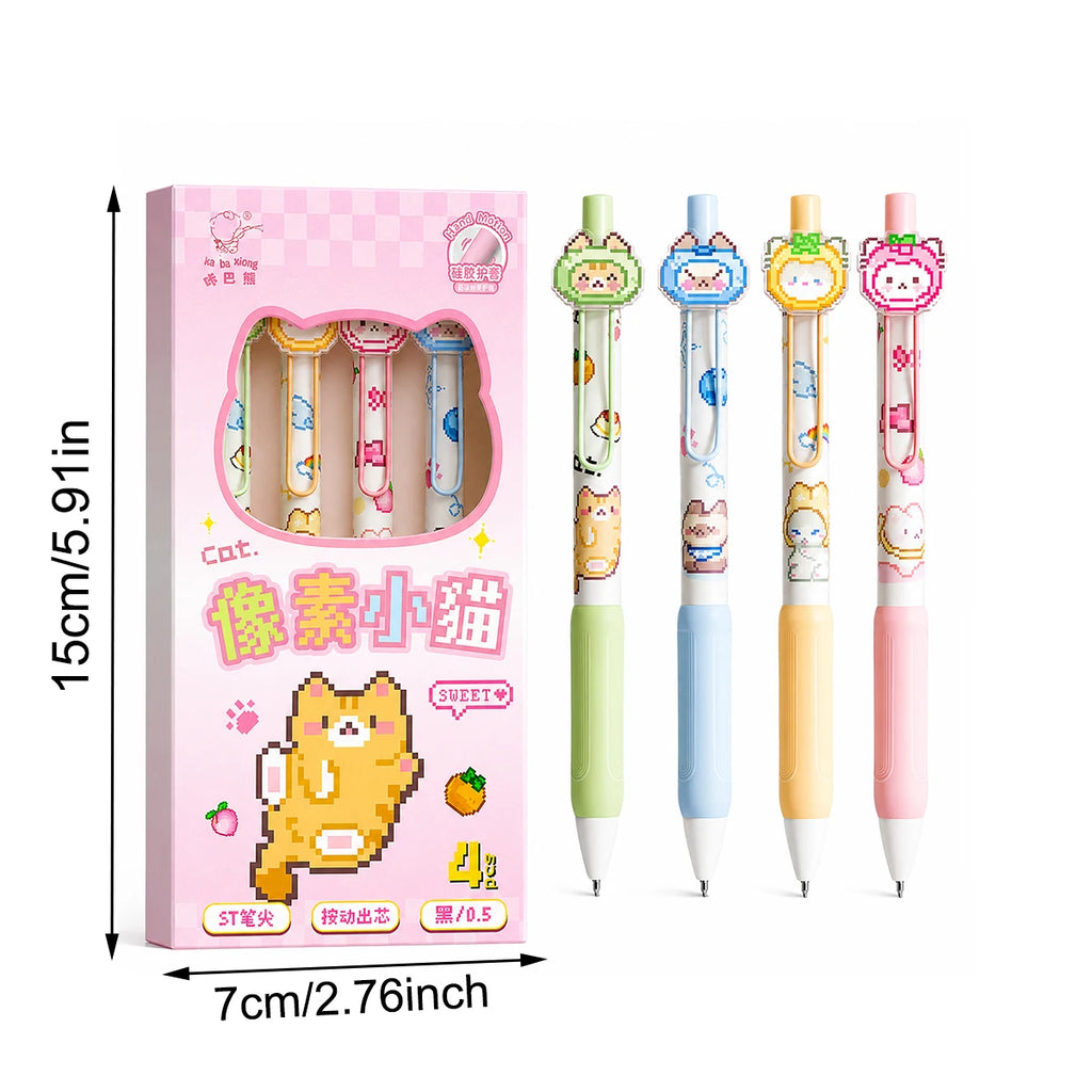 4-Pack Retractable Black Gel Pens | 0.5mm Fine Tip Soft Grip Gel Pen Set Richie's