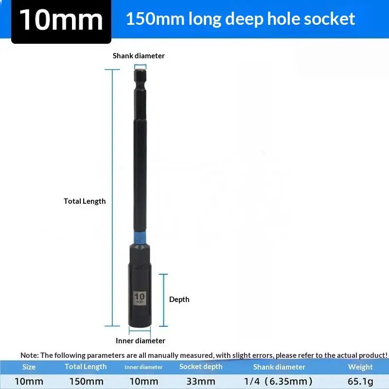 150mm Hex Nut Driver Extension Sleeve 6–14mm Socket Adapter Socket Wrench Adapter Richie's A3