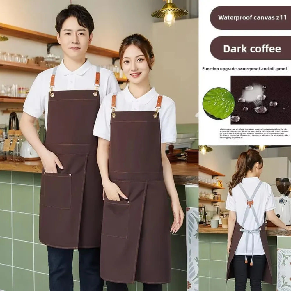 Waterproof Canvas Sleeveless Apron – Kitchen & Cafe Work Canvas Work Apron Richie's Coffee