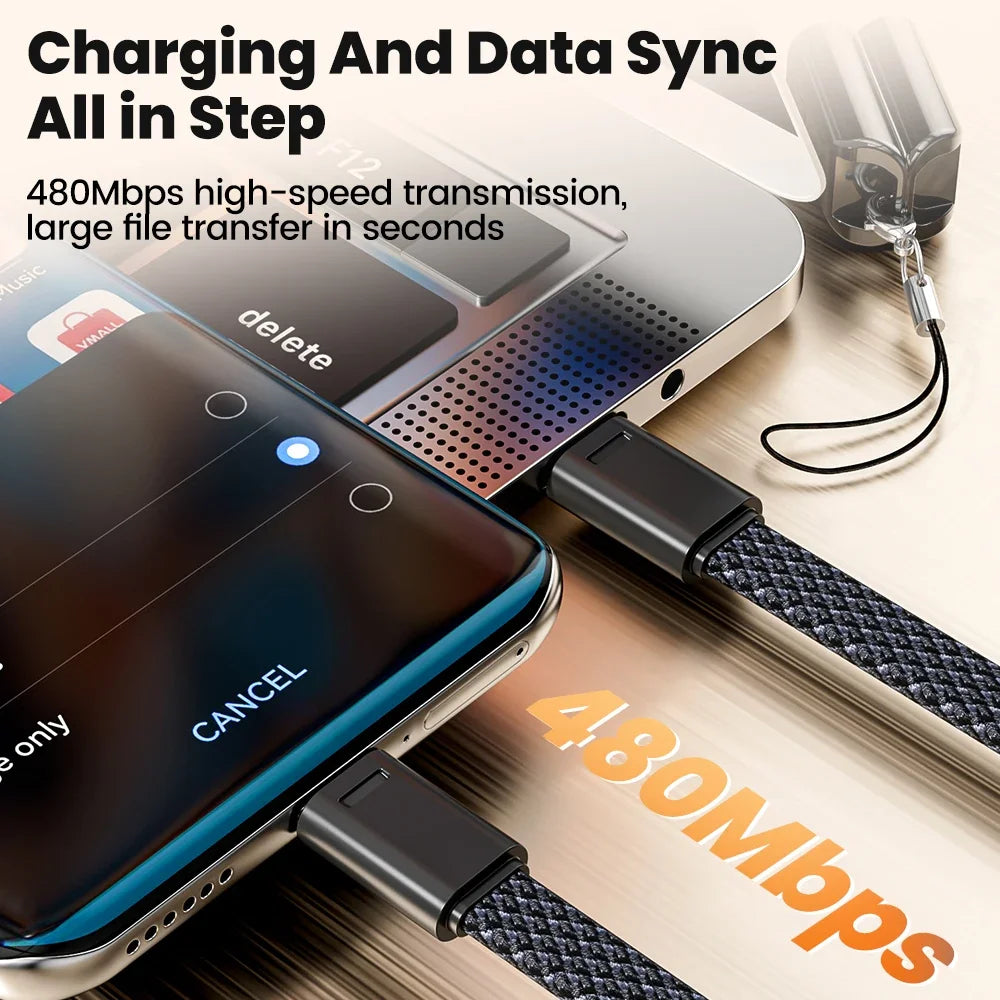 FUCHU USB-C to USB-C Keychain Fast Charge Cable 6A USB-C Charging Cable Richie's