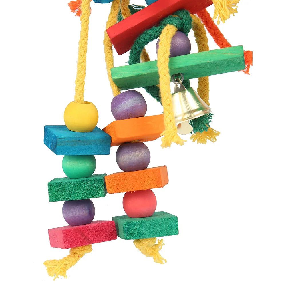 Wood & Cotton Rope Parrot Toy – Bird Chewing & Tearing Cage Toy Bird Cage Toy Richie's