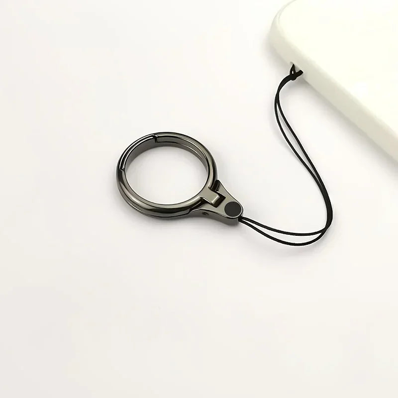 Phone Ring Stand Holder with Hanging Rope – Zinc Alloy Pendant Phone Ring Stand Richie's Black