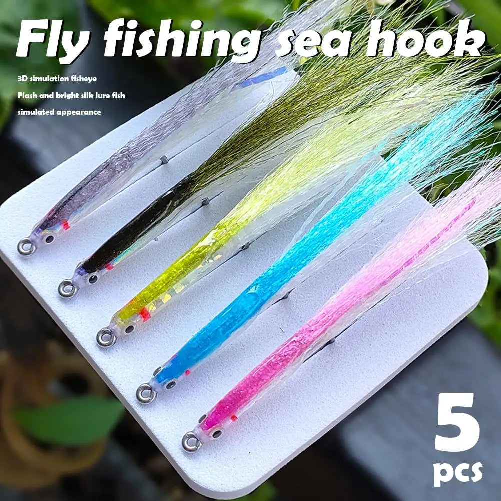 5pcs Surf Candy Sand Eel Fly Lures – Saltwater Fishing Set Fly Fishing Lures Richie's
