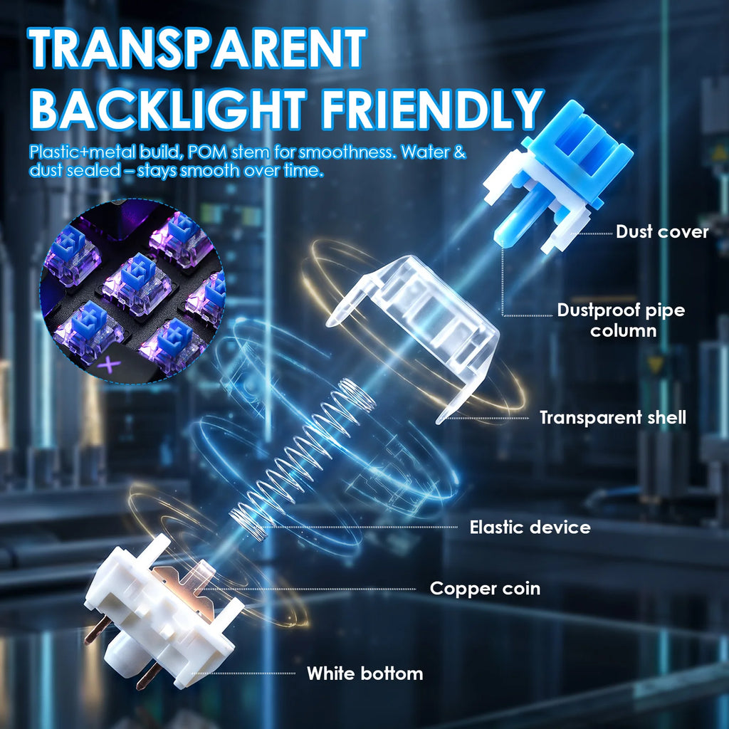 100Pcs Blue Clicky Mechanical Keyboard Switches – Tactile, LED Keyboard Switches Richie's