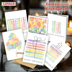 12 Watercolor Birthday Cards with Envelopes | Premium Paper Greeting Card Set Richie's
