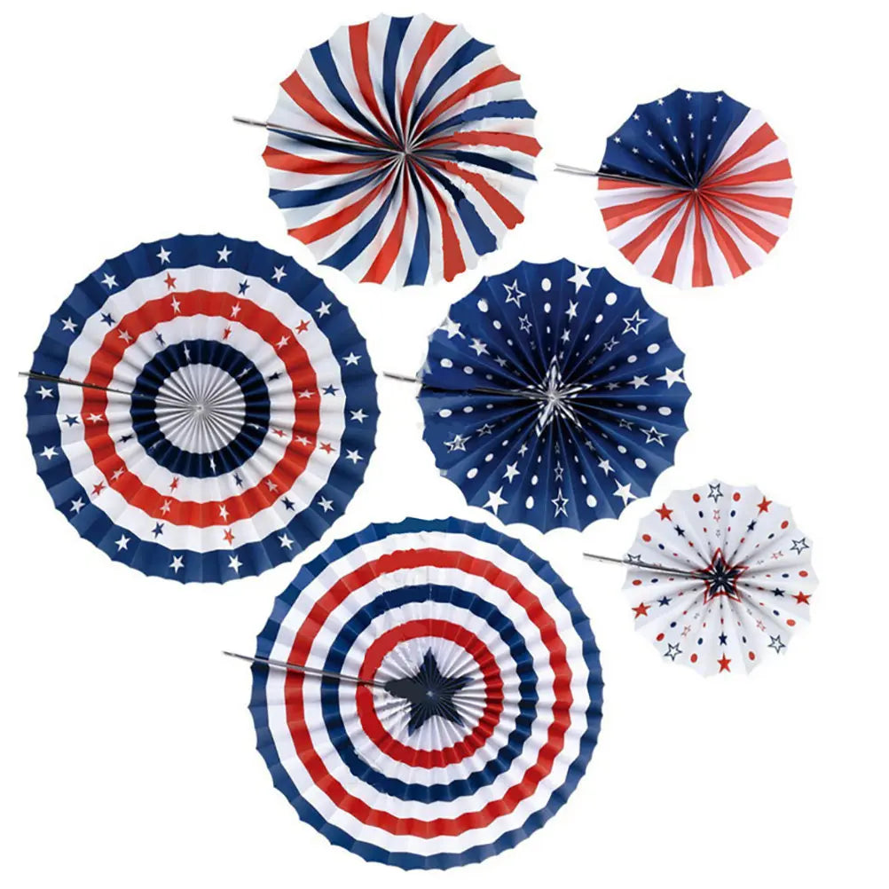 6-Piece US Flag Paper Fans – 4th of July Party Decorations Party Paper Fans Richie's
