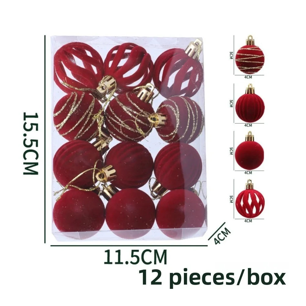 12pcs Foam Christmas Ball Ornaments 6cm Xmas Tree Pendants Christmas Ornaments Richie's Wine Red