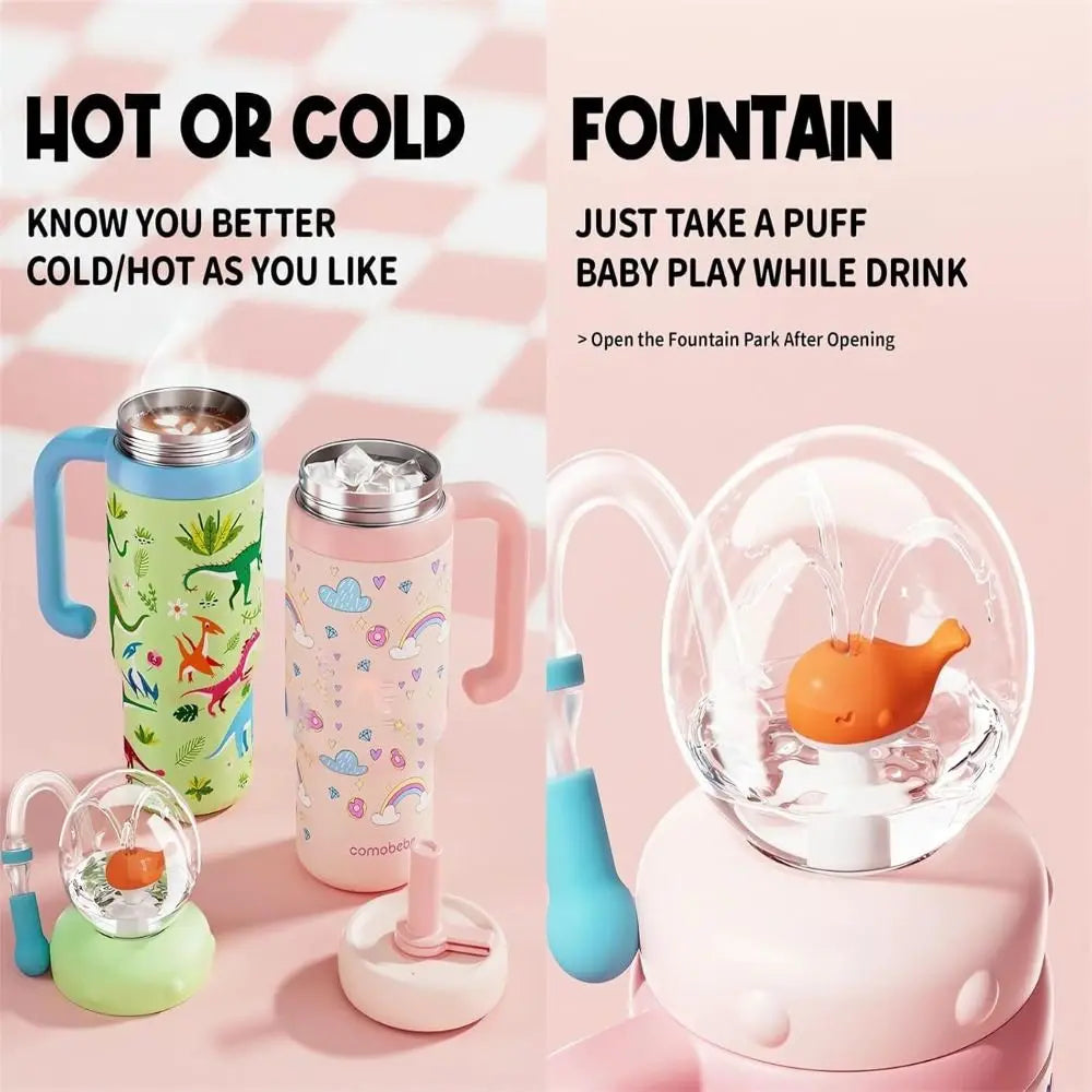 Whale Fountain Tumbler 710ml – Dual Lid Leak-Proof Kids Cup Kids Insulated Tumbler Richie's