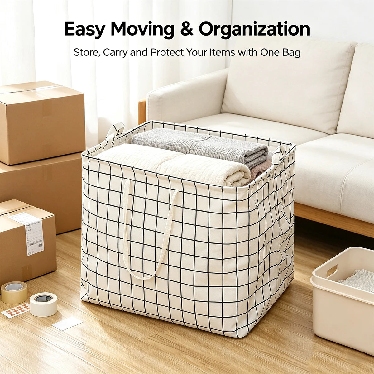 Large Foldable Fabric Storage Box with Drawstring & Handle Fabric Storage Basket Richie's