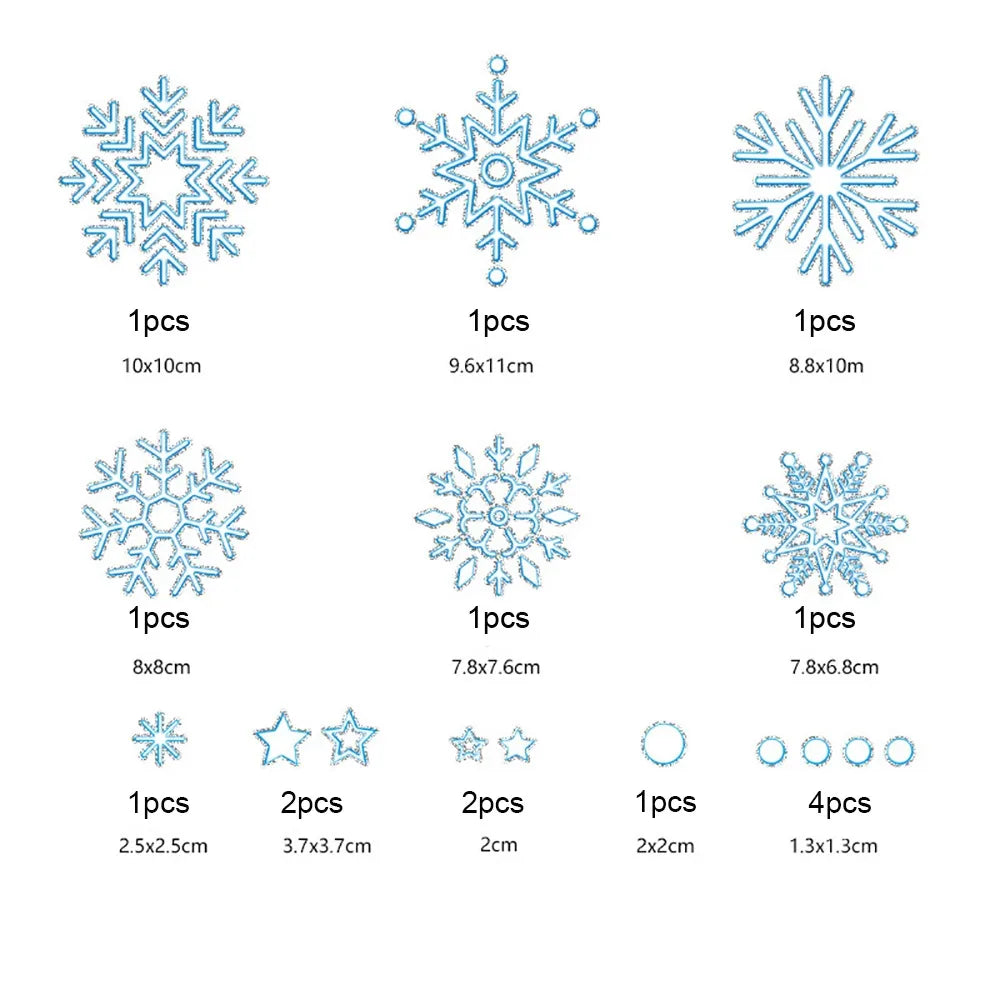 Christmas Snowflake Electrostatic Wall Stickers – Green & Silver Christmas Wall Stickers Richie's Silver-3