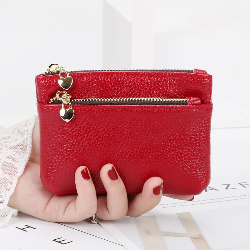 Women's Mini PU Leather Coin Purse Zipper Wallet & Key Chain Coin Purse Wallet Richie's Maroon