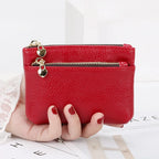 Women's Mini PU Leather Coin Purse Zipper Wallet & Key Chain Coin Purse Wallet Richie's Maroon