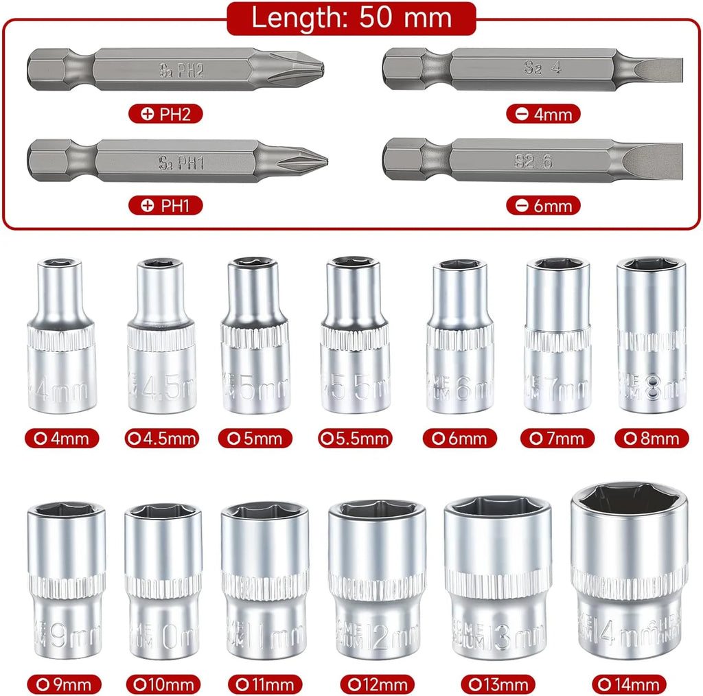 130-Pc Mini Ratchet Set 1/4" Drive 72-Tooth S2 Steel Bits Ratchet Socket Set Richie's