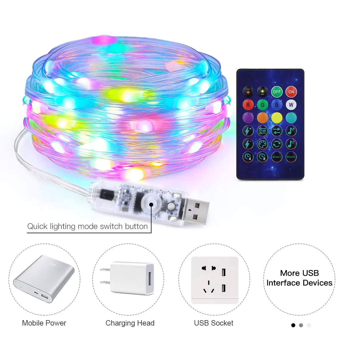 20M RGB LED Fairy Lights USB Bluetooth App Control Holiday Decor LED Fairy String Lights Richie's