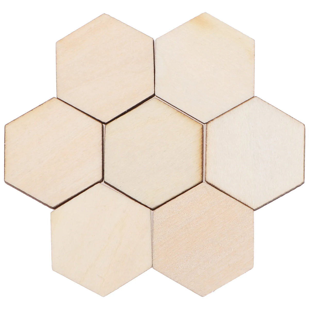 100Pcs Beech Wood Hexagon Craft Pieces for DIY Decor & Ornaments Wood Craft Shapes Richie's