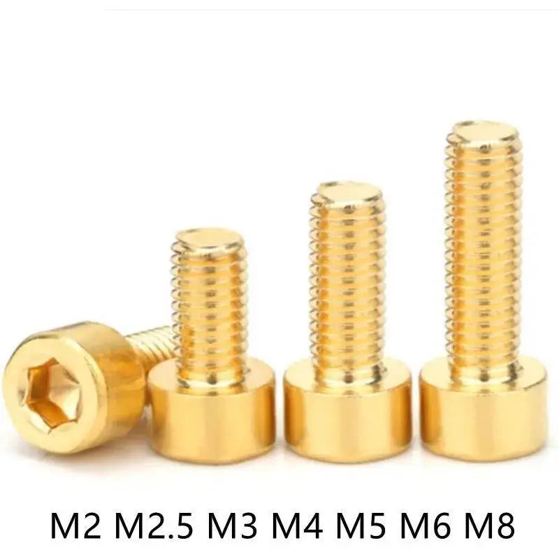 DIN912 Brass Hex Socket Cap Head Screws M2–M10 | 1–50pcs Machine Screws Richie's