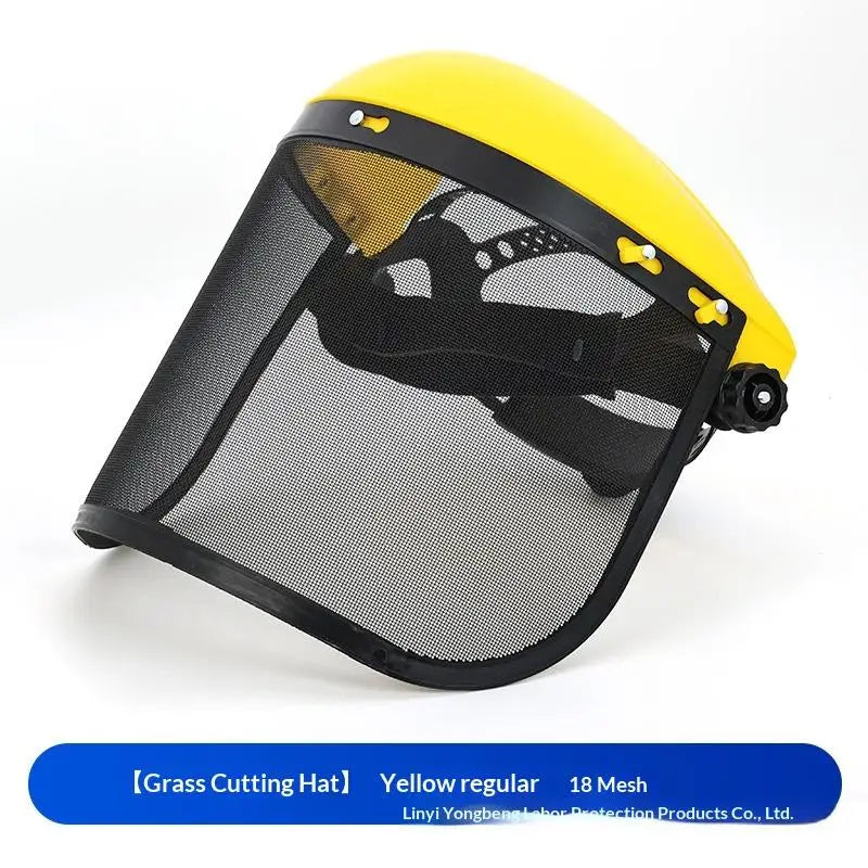 Wire Mesh Face Shield Helmet – Adjustable Garden & Chainsaw Safety Face Shield Richie's Yellow