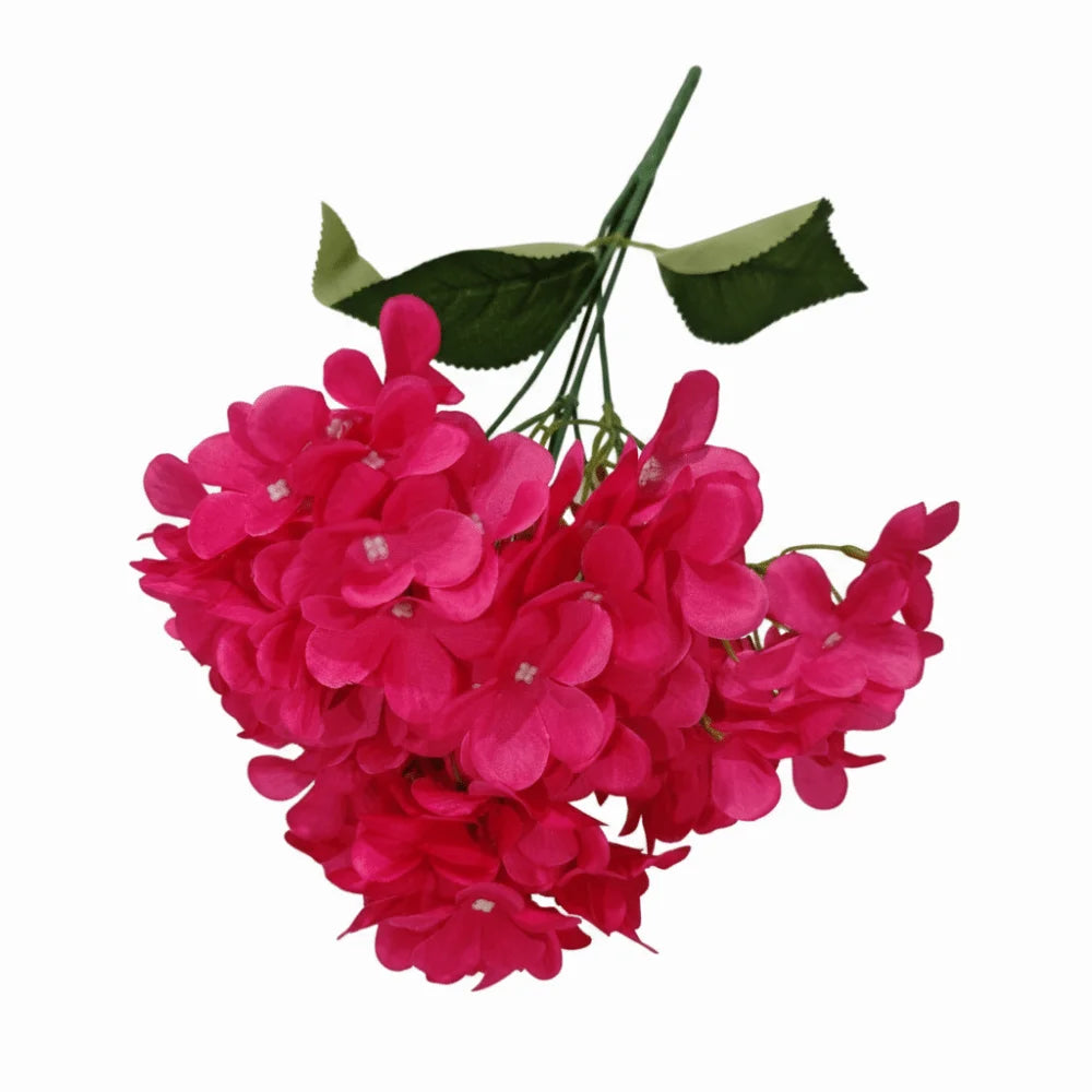 5-Head Artificial Hydrangea Silk Fake Flowers for Wedding & Decor Artificial Flowers Richie's Dark Pink