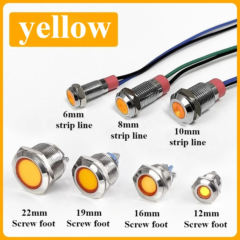 Metal LED Indicator Signal Lamp IP65 Waterproof 3–220V Multi-Size LED Indicator Lamp Richie's