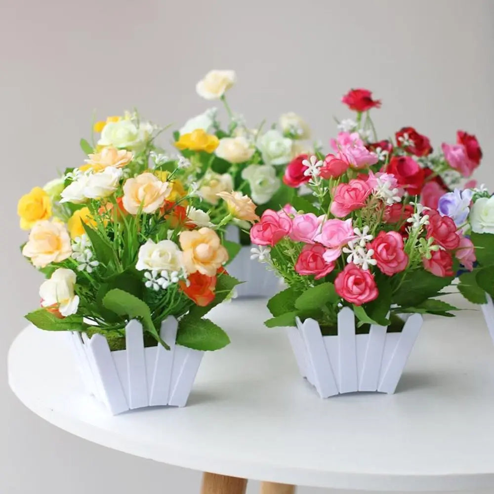 Pink Artificial Potted Flower Faux Plant Home Décor Ornament Artificial Potted Flower Richie's