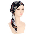 Women's Floral Turban Hijab Stretch Pre-Tied Head Wrap Cap Turban Head Wrap Richie's navy blue pink flowe