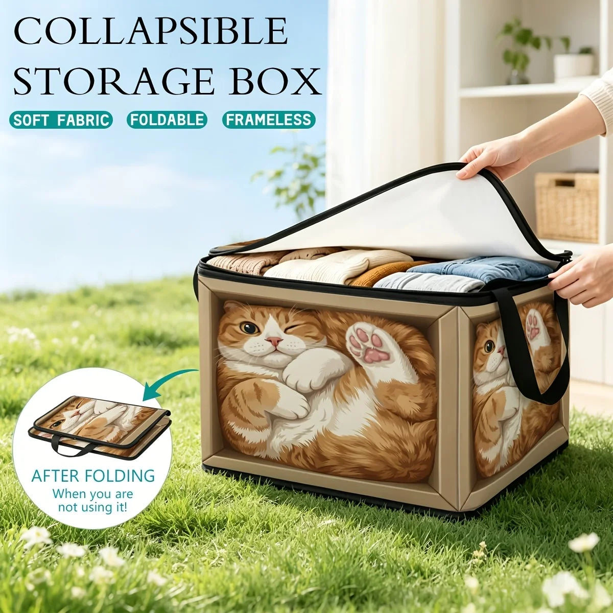 Cute Cat Foldable Storage Box – Zipper Clothes & Bedding Organiser Foldable Storage Box Richie's
