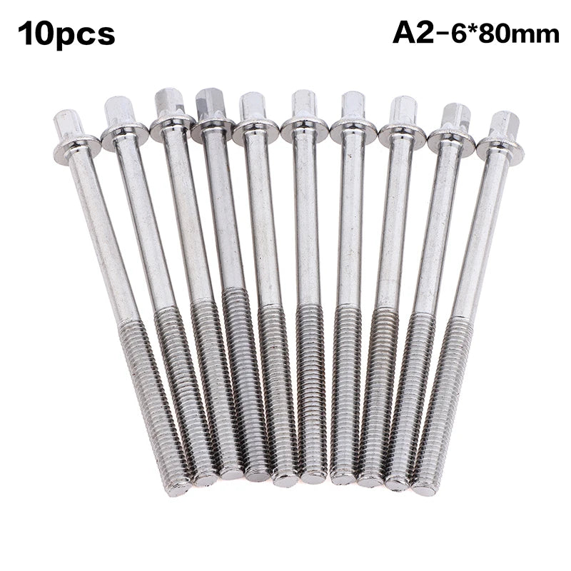 80mm Drum Tension Rods – 10-Piece Stainless Steel Kit Drum Replacement Parts Richie's A3