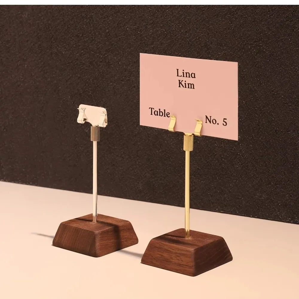Wood Base Metal Table Sign Holder – Price Tag Display Stand Table Sign Holder Richie's