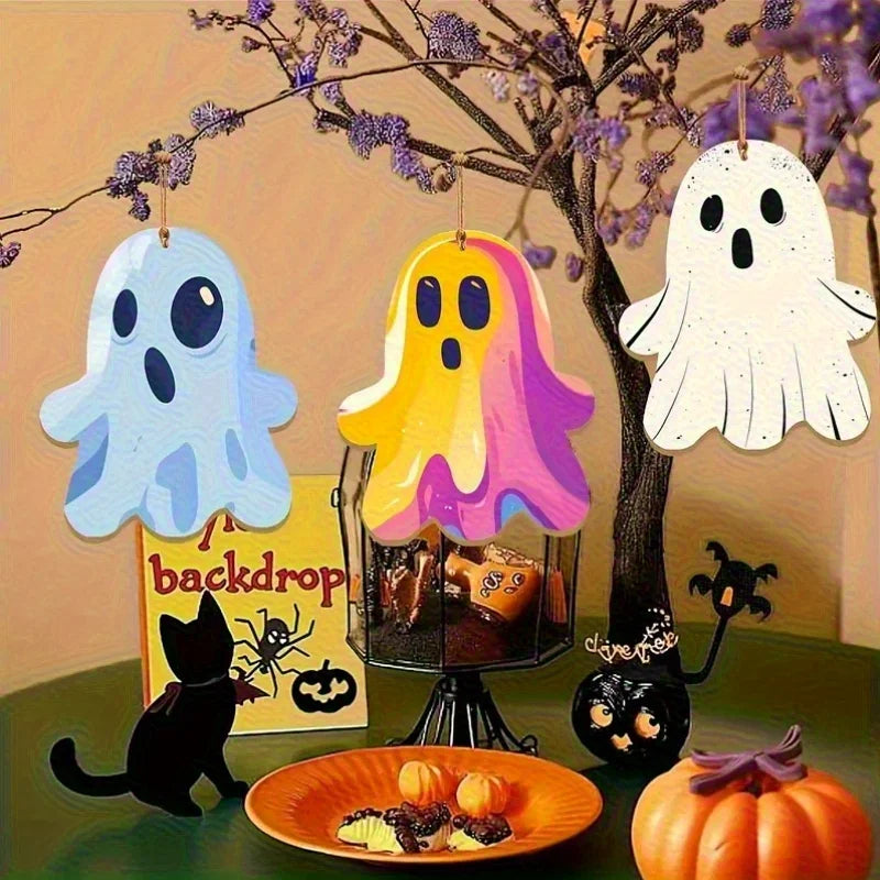 10pcs Unfinished Wooden Halloween Ornaments – 2D Flat DIY Craft Set Wooden Craft Ornaments Richie's