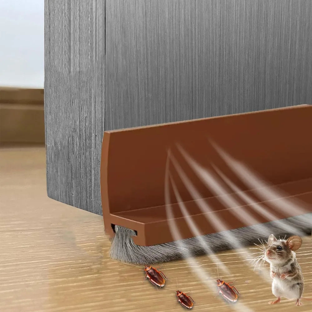 Self-Adhesive Door Draft Stopper Brush Seal Strip | Soundproof Door Seal Strip Richie's Brown-52MM