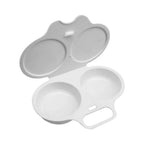 Microwave Egg Cooker Double Cup with Lid | Non-Stick Steamer Microwave Egg Cooker Richie's White
