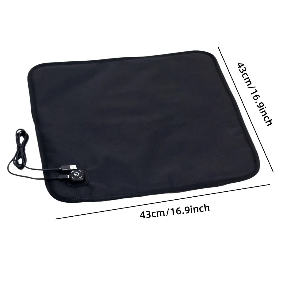 USB Heated Seat Cushion – 3 Temps, Waterproof, Anti-Slip Mat Heated Seat Cushion Richie's Black 43x43cm