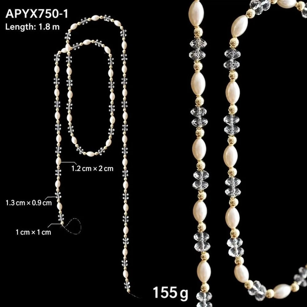 1.8M Acrylic Bead Garland – Crystal & Pearl Christmas Strand Christmas Bead Garland Richie's