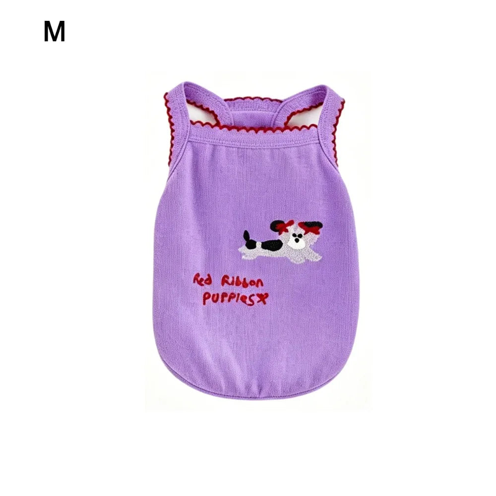 Cartoon Print Dog Vest – Breathable Pet Pullover S/M/L Pet Dog Vest Richie's Purple M