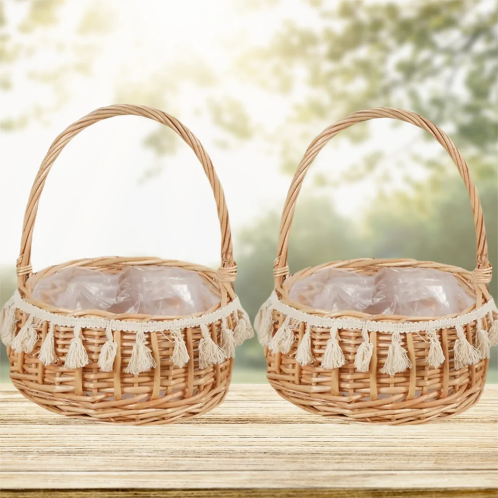 Yellow Willow Rattan Flower Girl Basket – Woven Wedding Basket Woven Rattan Basket Richie's