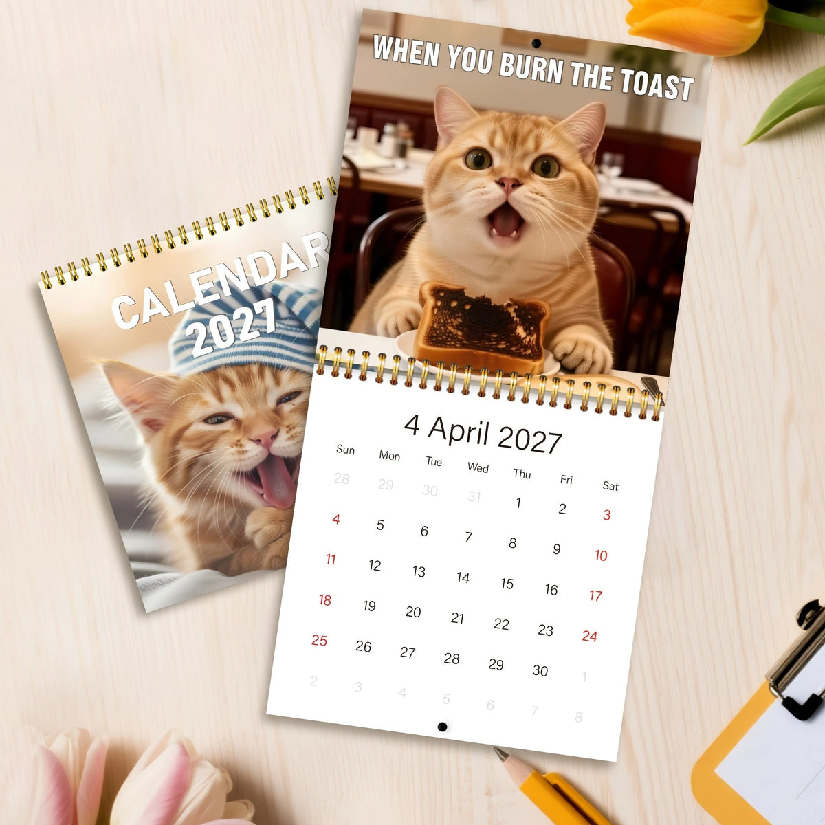 2027 Funny Cat Meme Wall Calendar – Monthly Hanging Planner Wall Calendar Richie's