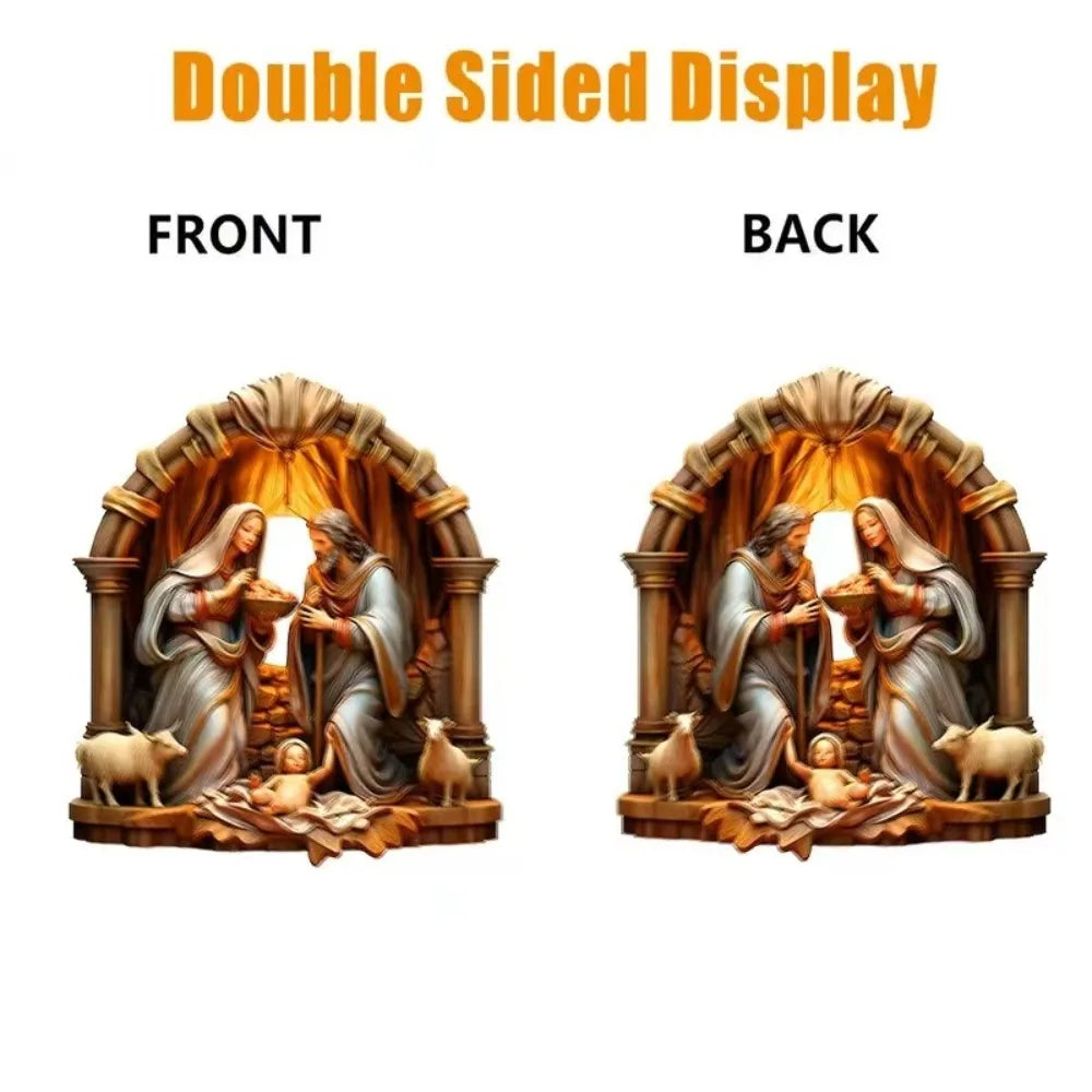 Acrylic Nativity Scene Christmas Pendant – Double Sided Ornament Christmas Ornament Richie's